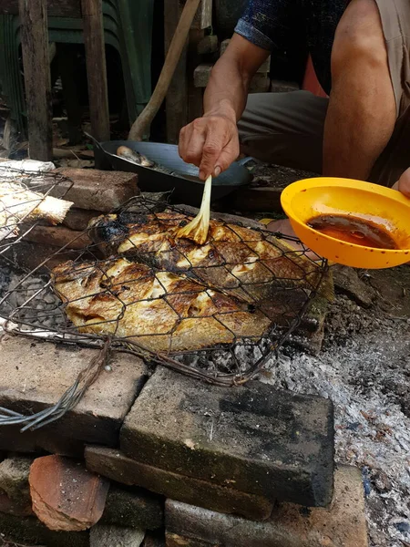 Close Peixe Grelhado Comida Tailandesa — Fotografia de Stock