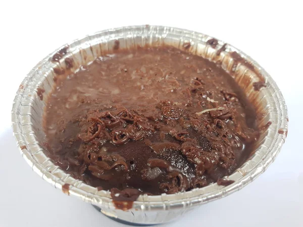 Pudim Chocolate Recipiente Plástico — Fotografia de Stock