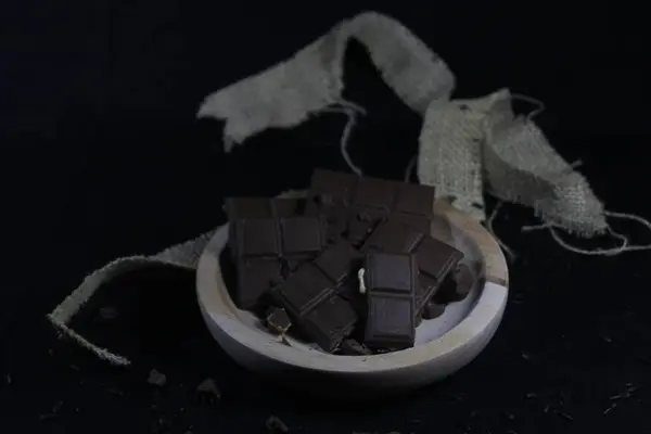 Choklad Barer Svart Bakgrund — Stockfoto