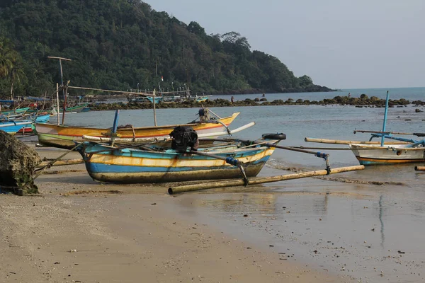 Barcos Madeira Costa Tailândia — Fotografia de Stock
