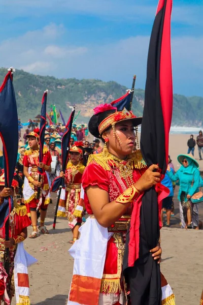 Parang Tritis Beach Yogyakarta June 2022 Annual Festival Sea Offering — 图库照片