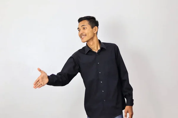 Portret Młodego Azjatyckiego Mężczyzny Uścisk Dłoni — Zdjęcie stockowe