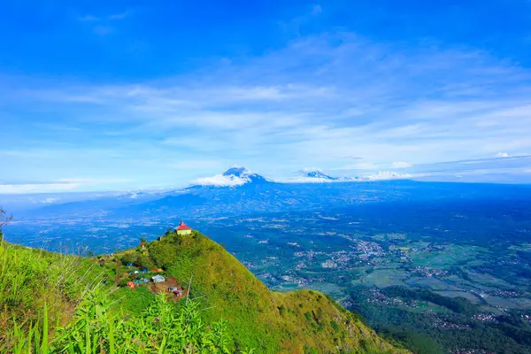 Stock image The view from Mount Andong and house on the top of the mountain, surrounded by stunning views.        