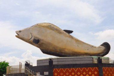 Palembang, Indonesia  Belido Fish Monument at Kuto Besak Fortress, Inaugurated by the Mayor of Palembang and PT Bukit Asam on 11 February 2018 clipart