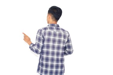 Geriye Bakış Mavi Gömlekli Beyaz Arkaplan