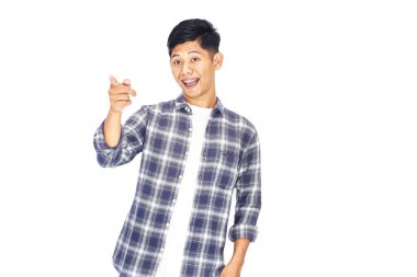 Gülümseyen Adam Mavi Gömlekli, Beyaz Arkaplan