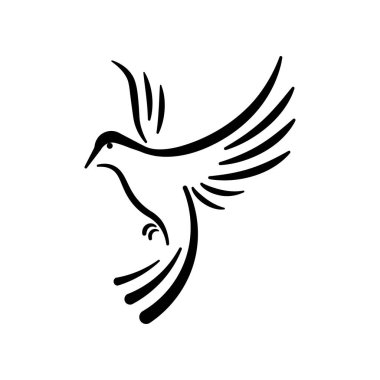 Uçuş Vektörü İllüstrasyonunda Siyah ve Beyaz Kuş