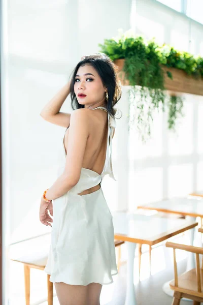 Portrait Beautiful Asian Freelance Success People Business Woman Fashion Model — Stock Photo, Image