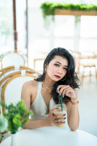 Retrato Bonito Asiático Freelance Sucesso Pessoas Negócios Mulher Moda Modelo — Fotografia de Stock