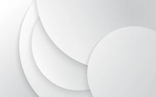 梯度白色和灰色圆形图案装饰艺术设计的几何形状 重叠风格与圆形半色调装饰背景 — 图库矢量图片
