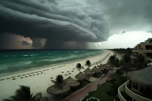 Hurricane Hurricane Storm Destroying Much of the Caribbean Coast, High Winds, Tsunamis, Debris, Destroyed City
