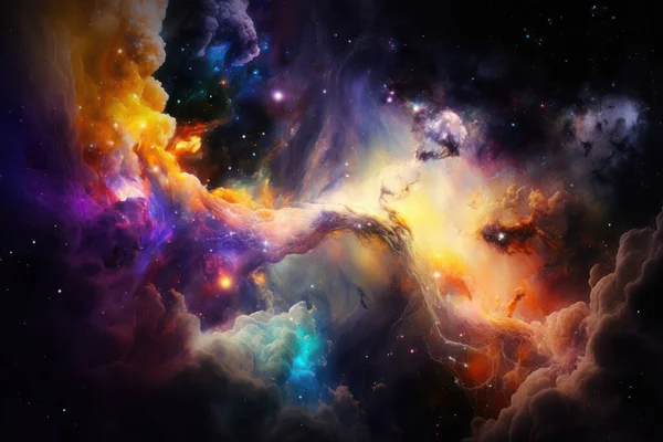 Space cosmos illustration on the origin of life, universe, galactic explosion, comets, constellations and nebulae