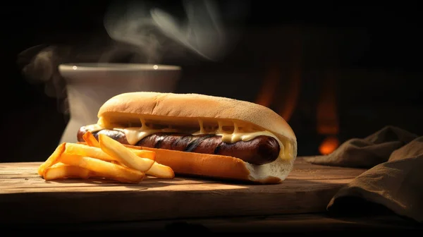 Traditional Brazilian Hot Dog in Closeup and Selective Focus