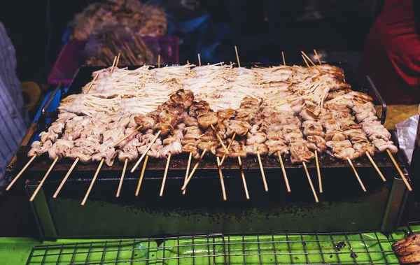 Street Food Barbecued Offal Skewers Skewer — Stock Photo, Image