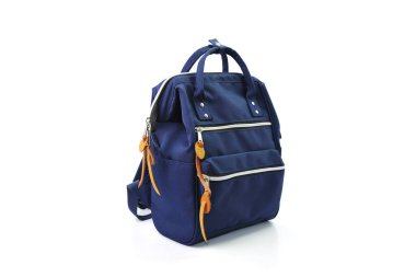 Beyaz arka plan üzerinde izole koyu mavi çanta