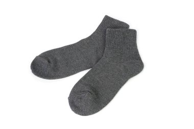 beyaz arkaplanda izole edilmiş gri çoraplar