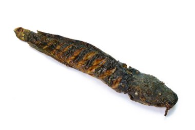 Izgara yayın balığı beyaz arka planda izole