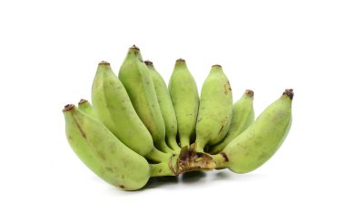 Beyaz arkaplanda yeşil muzlar