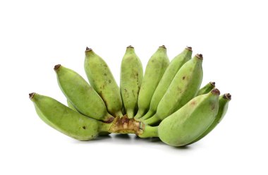 Beyaz arkaplanda yeşil muzlar