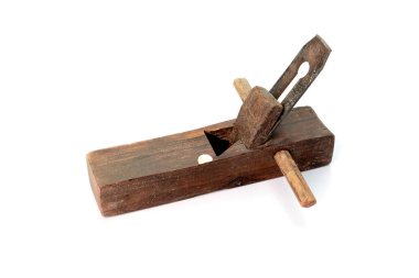 eski ahşap jointer beyaz zemin üzerine izole