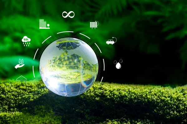 Conceptos Medio Ambiente Natural Neutros Carbono Mano Para Los Objetivos Imágenes de stock libres de derechos
