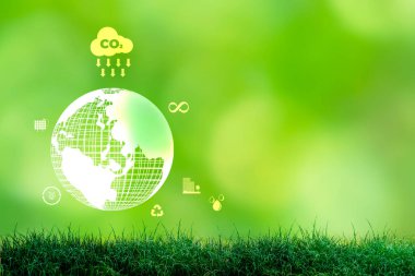3D illüstrasyon Yenilenebilir Enerji Konsepti Dünya Günü veya çevresel koruma Toprakta yetişen ormanları koruyun ve gezegenin kurtulmasına yardım edin.