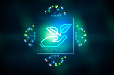 3D illüstrasyon Yenilenebilir Enerji Konsepti Dünya Günü veya çevresel koruma Toprakta yetişen ormanları koruyun ve gezegenin kurtulmasına yardım edin.