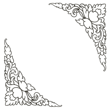 Tayland deseni, Tayland desenli çerçeve, klasik modern sınır, grunge sancak kenarı, düğün sınır tasarımı, düğün dekorasyonu, beyaz arka planda izole edilmiş.