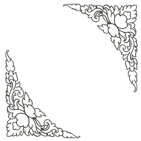 Tayland deseni, Tayland desenli çerçeve, klasik modern sınır, grunge sancak kenarı, düğün sınır tasarımı, düğün dekorasyonu, beyaz arka planda izole edilmiş.