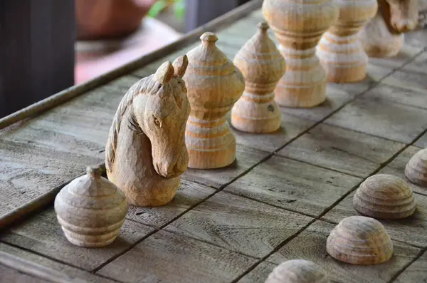 Handmade Makruk Thai Chess Popular Board Game Thailand — Foto Stock