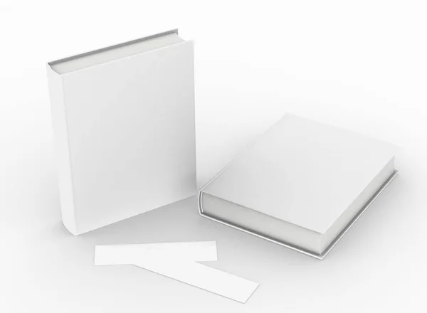 Sablon Üres Könyv Mockup Készlet Fehér Háttér Renderelés — Stock Fotó