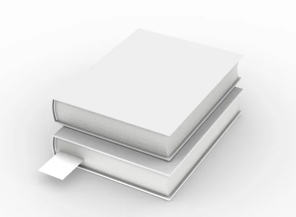 模板空书籍模型设置白色背景 3D渲染 — 图库照片