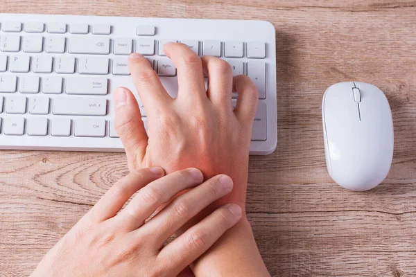 hand muscle inflammation from office syndrome , hand muscle pain