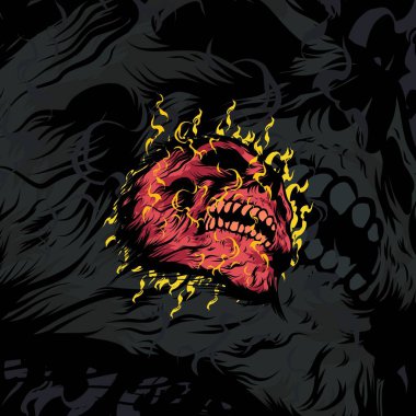Burning skull head illustration