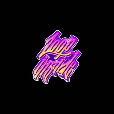 Cartoon colorful graffiti typography sticker