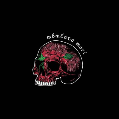 Memento mori kafatası gül çizimi