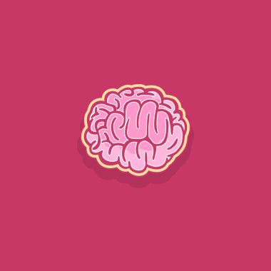 Çember simgesindeki beyin, düz tasarım.