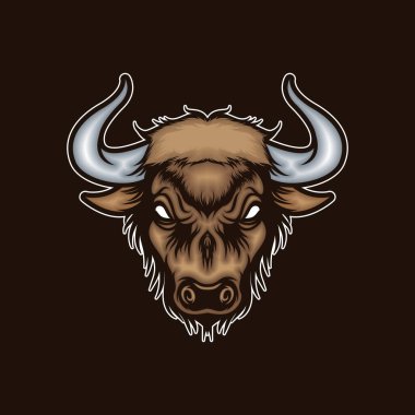 buffalo head, vector illustration.