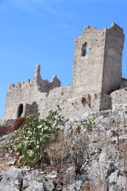 Tredoliche 'nin anıt mezarının kalıntılarına bir göz atmak. İtalya 'nın Calabria bölgesinde yüz yıldır terk edilmiş bir köy olan Cirella' nın uins topraklarından.