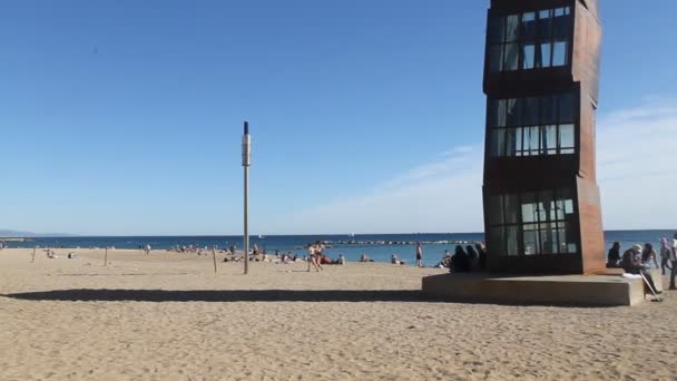 Utsikt Över Stranden Barcelona Spanien — Stockvideo