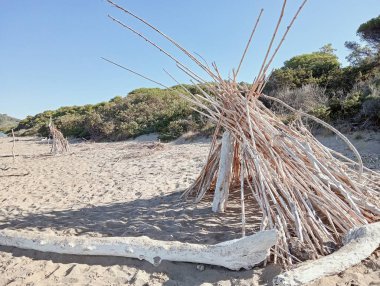 İtalya 'da Akdeniz' de bir plaj