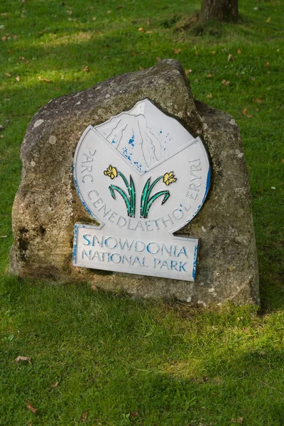 Boundary Sign Snowdonia National Park Parc Cenedlaethol Eryri Welsh Park Stock Image
