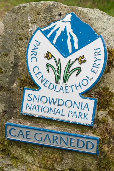 Snowdonia National Park Parc Cenedlaethol Eryri Welsh Boundary Sign Park 免版税图库图片