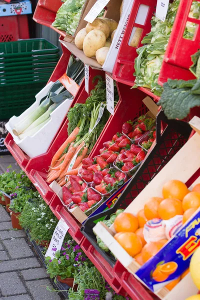 Traditional Fresh Fruit Vegetables Pavement Display Small Independent Welsh Green Royalty Free Stock Photos