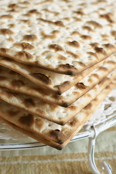 Bolachas Matzah Tradicionalmente Comido Durante Férias Páscoa — Fotografia de Stock