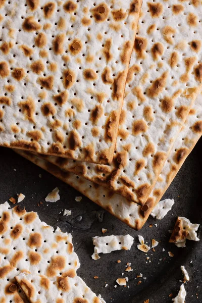Krakersy Matzah Tradycyjnie Spożywane Podczas Żydowskich Świąt Paschy — Zdjęcie stockowe