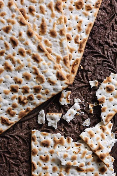 Matzah Crackers Traditionally Eaten Jewish Passover Holiday — Stock Photo, Image