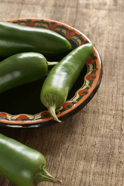 Jalapeno Pimentas Verdes Ingredientes Populares Comida Mexicana Latina — Fotografia de Stock