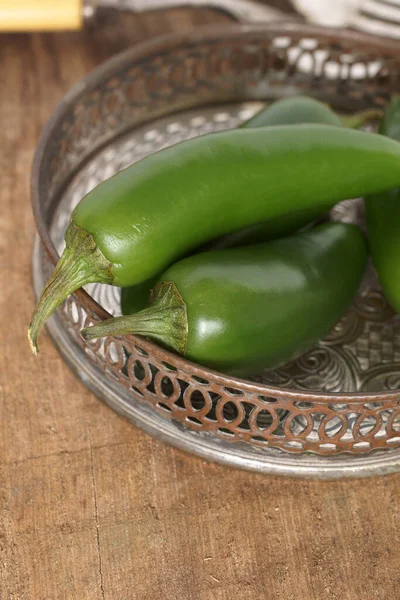 Jalapeno Pimentas Verdes Ingredientes Populares Comida Mexicana Latina — Fotografia de Stock