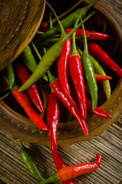 Thai Red Green Chilis Prik Chee Fah Also Sometimes Known — Photo